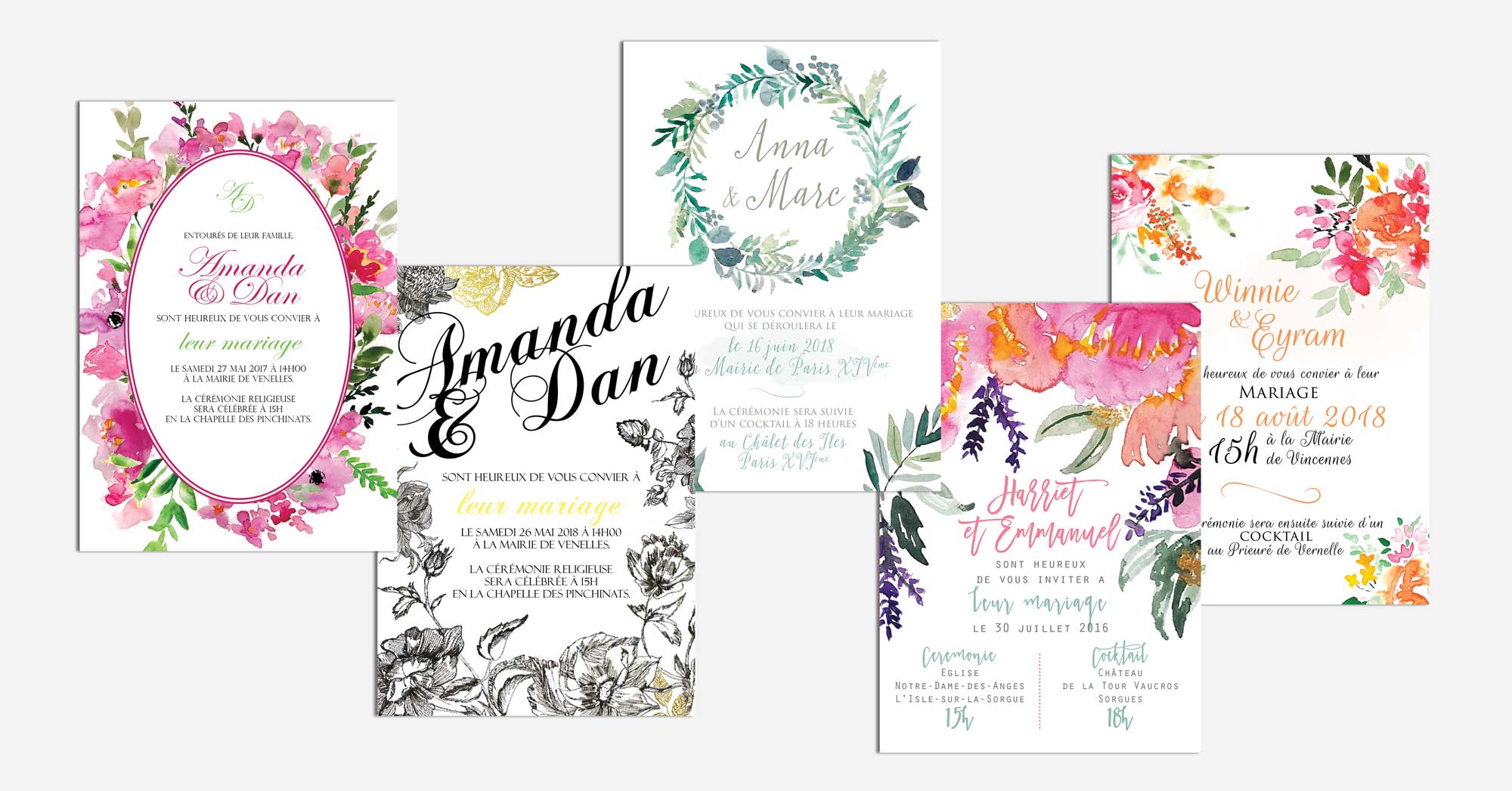 Faire-part Mariage aquarelle