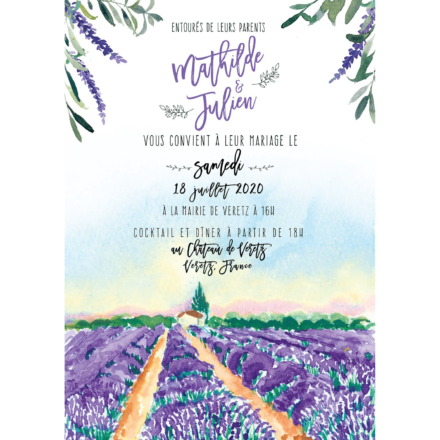 faire part mariage aquarelle provence