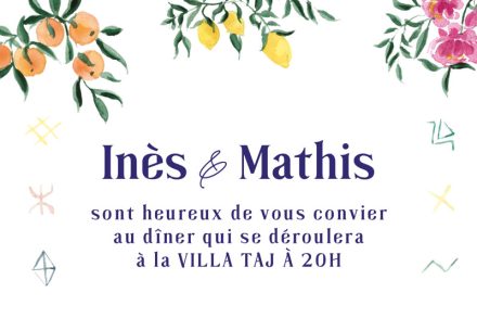 Invitation dîner brunch mariage Marrakech