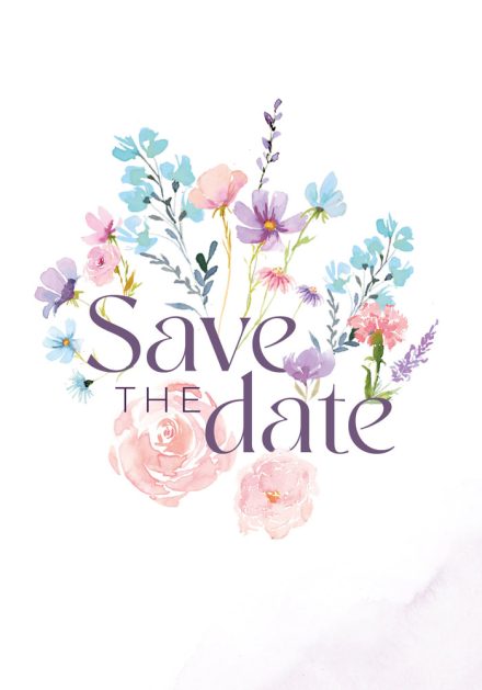 Save the date mariage pastel romantique à l'aquarelle