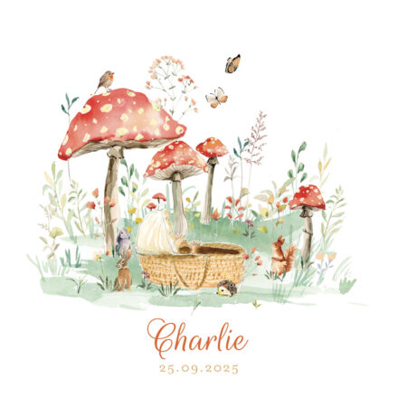 Un faire-part de naissance automnal au cœur de la forêt enchantée Chaleureux et poétique comme une promenade en forêt à l’automne, ce faire-part de naissance célèbre l’arrivée de votre enfant dans un univers féerique et rempli de tendresse. Illustré à l’aquarelle, il met en scène des éléments de la forêt, tels que des champignons rouges, des écureuils espiègles, et une végétation délicate qui évoque les couleurs chatoyantes de la saison. Tous les modèles du site internet sont peints à la main dans mon atelier, avec une attention particulière portée aux détails pour capturer l’émotion unique de ce moment magique. Personnalisez ce faire-part selon vos envies ! Vous pouvez ajouter une photo de votre bébé, inclure des informations telles que son poids, sa taille et l’heure de sa naissance, ou encore modifier la couleur du prénom – c’est offert ! Je suis à votre écoute pour adapter le texte et les détails afin de créer un faire-part à votre image. Caractéristiques du faire-part : Dimensions : 15 x 15 cm Impression digitale de haute qualité Thème : forêt, automne, animaux Offrez à votre annonce de naissance une touche de poésie et de douceur grâce à ce modèle unique, parfait pour les amoureux de la nature et des contes d’automne.